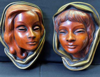 Mid Century Ladies Portraits Wall Art * Achatit * Made In Germany * Ceramic? *
