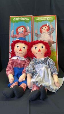 Large Vintage Knickerbocker Raggedy Ann & Andy in Original Boxes * 35” Tall
