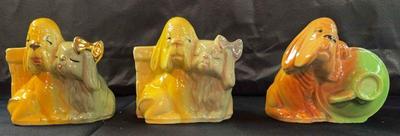 Shawnee Hound & Pekingese With Gold Trim Planter * 2 Shawnee Hound Planters *
