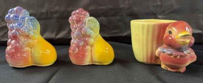 Shawnee 3.25” Fruit Salt & Pepper Shakers * Shawnee 3” Bird Planter
