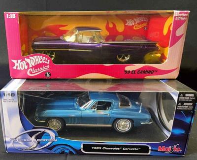 Vintage Hot Wheels ‘59 El Camino * Maisto 1965 Corvette * In Original Packaging 13x5” *
