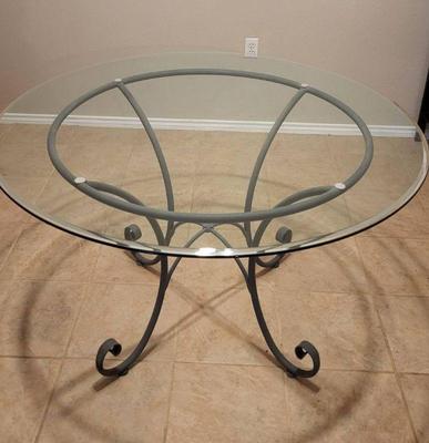 Beveled glass topmetal dining table