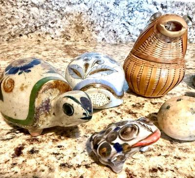 Animal figurines turtles mexican pottery