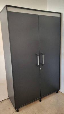 Faux wood storage cabinet