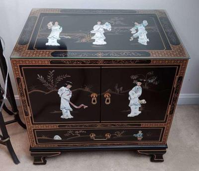 Asian glass top cabinet