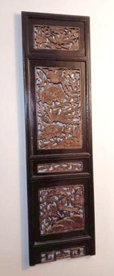 Carved wood panel asian art
