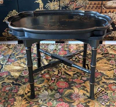 Asian tea table with removable tray