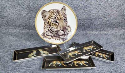 Lenox chinese leopard art plate halcyon days tiger trays