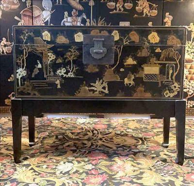 Antique asian chest on stand