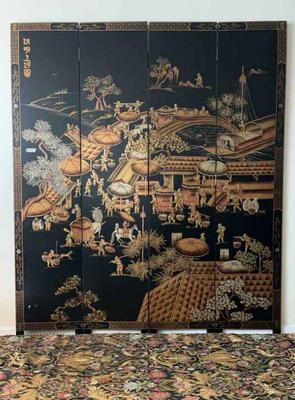 Asian room divider privacy screen, wood