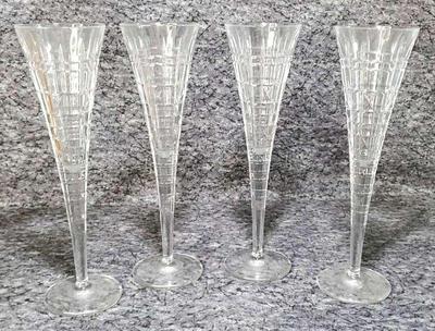 4 bombay crystal champagne flutes