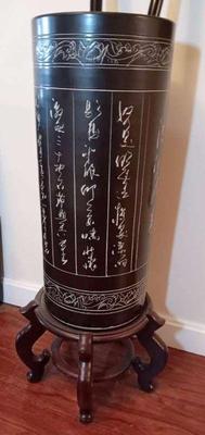 Asian ceramic cylinder umbrella stand canes