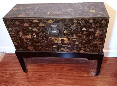 Asian chest on stand with coa