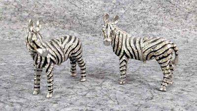 Bejeweled enameled brass zebra trinket boxes