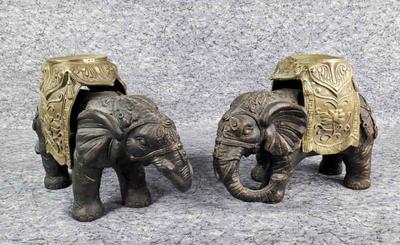 Indian elephant brass and cast metal sculpture incense or candle
