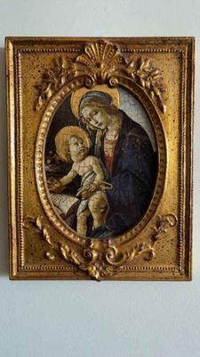 Religious golden framed print angelic mary and jesus