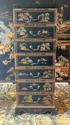 Tall wooden asian chest of drawers