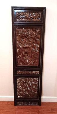 Asian carved wood panel art