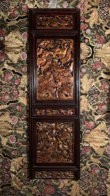 Art panel carved wood asian decor