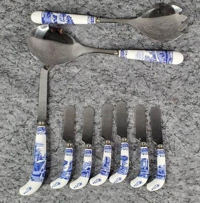 Spode blue italian cheese and salad utensils