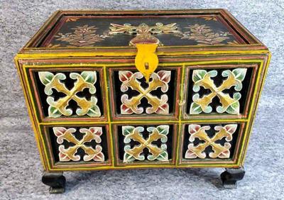Vintage hand painted asian wooden chest