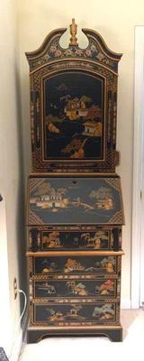 Asian drop front secretary desk chinoiserie
