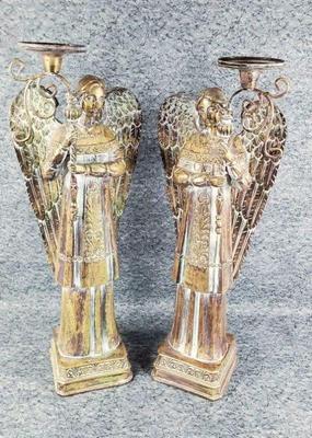 Pair of angel figure candle stands