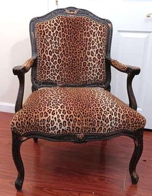 Animal print upholstered arm chair