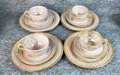 Vintage stangl pottery antique gold tea set