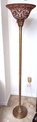Brass torchiere floor lamp