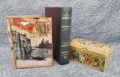 Decorative keepsake storage fake books vintage hand painted