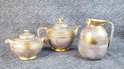 Vintage stangl pottery antique gold tea service