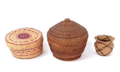 Lot 145 lot of three handmade mexican baskets