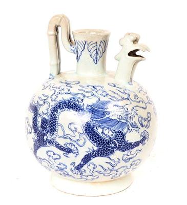 Lot 396 chinese double beak blue and white ewer