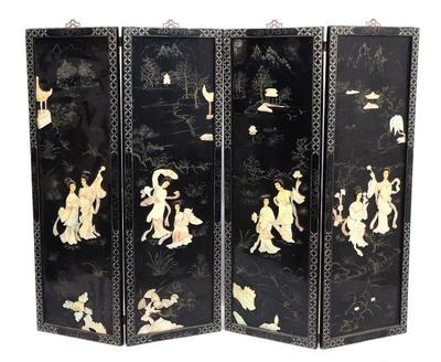 Lot 321 pair of antique chinese folding screens