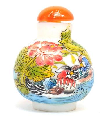 Lot 245 chinese miniature glass painted snuff bottle