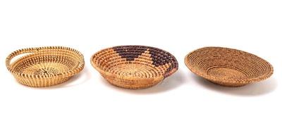 Lot 142 trio of mexican grain sifting baskets