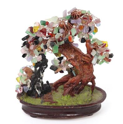 Lot 404 lovely chinese bonsai style tree colored glass