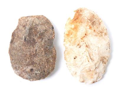 Lot 37 two arrowhead spearhead scrapers