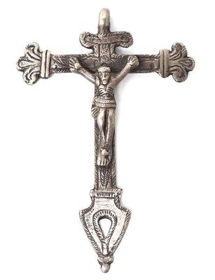 Lot 94 large antique sterling silver crucifix 17th 18th c.