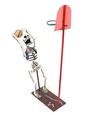 Lot 141 paper mache death playing basketball
