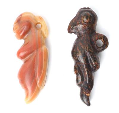 Lot 119 two chinese stone zoomorphic stone pendants