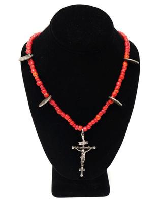 Lot 126 guatemalan silver crucifix coin necklace, early 20th c.