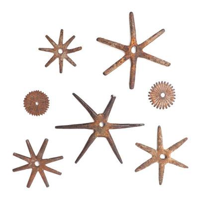Lot 14 collection of excavated iron spiked spurs 16th c.