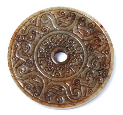 Lot 292 chinese archaistic jade style disc