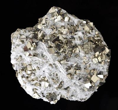 Lot 188 cubic pyrite sphalerite and quartz crystal mineral specimen