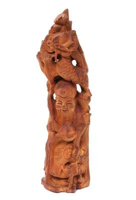 Lot 272 chinese wood carving of a deity