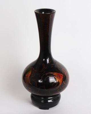 Lot 325 lacquered koi fish wood vase