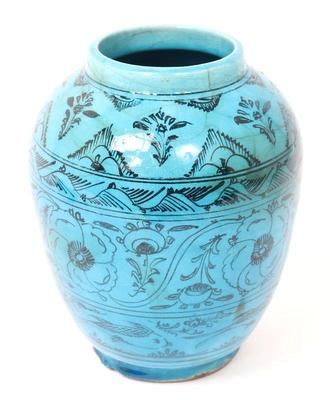 Lot 215 lovely kashan turquoise glazed pottery vase