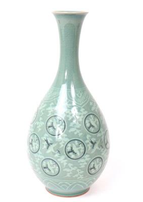 Lot 427 lovely korean celadon glazed vase cranes in flight